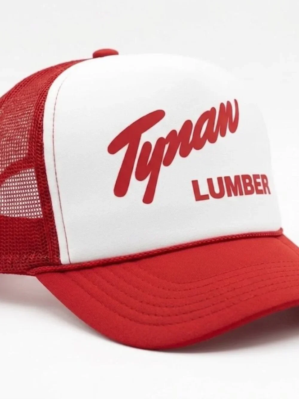 Tynan Lumber Vintage Script Printed Red White Foam Rope Trucker Hat New USA Log